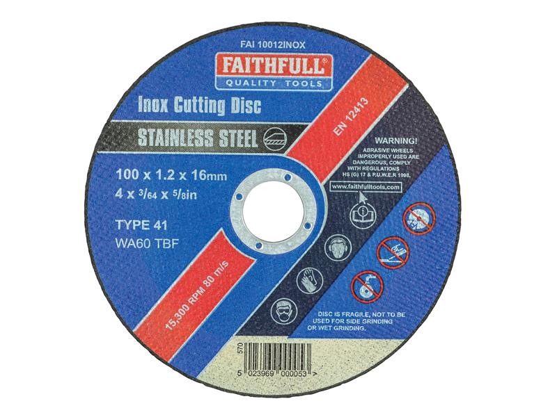 Faithfull FAI10012INOX Inox Cutting Disc 100 x 1.2 x 16mm
