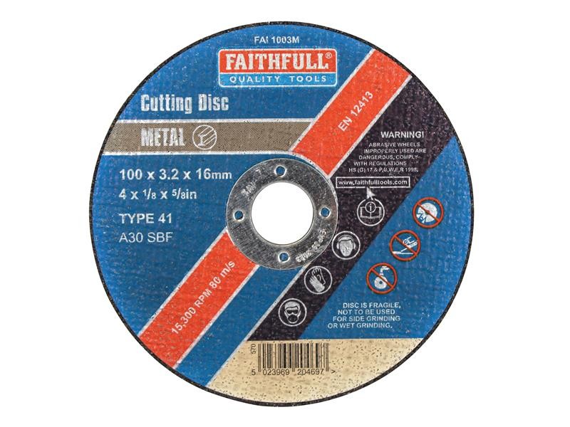 Photo of Faithfull FAI1003M Metal Cut Off Disc 100 x 3.2 x 16mm