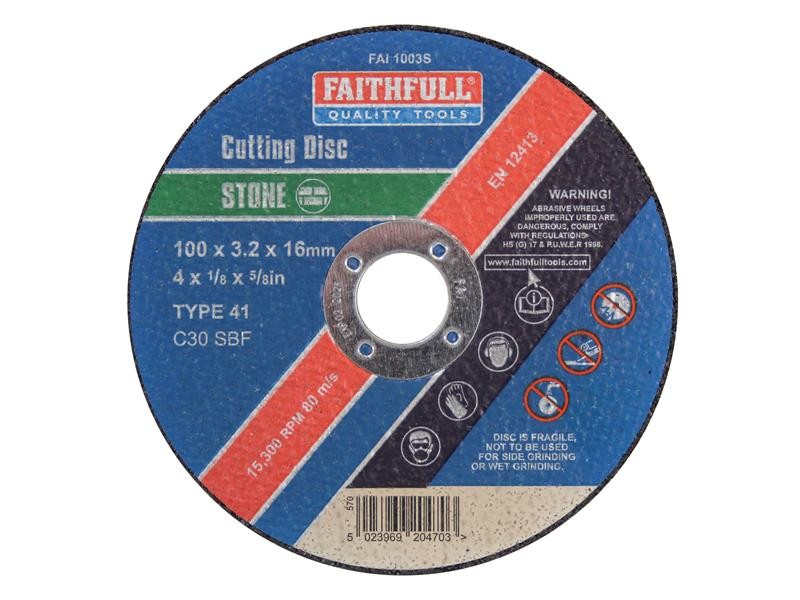 Faithfull FAI1003S Stone Cut Off Disc 100 x 3.2 x 16mm