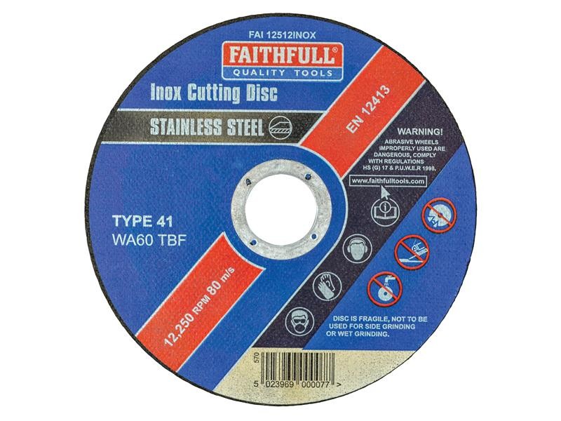 Faithfull FAI11512INOX Inox Cutting Disc 115 x 1.2 x 22.23mm