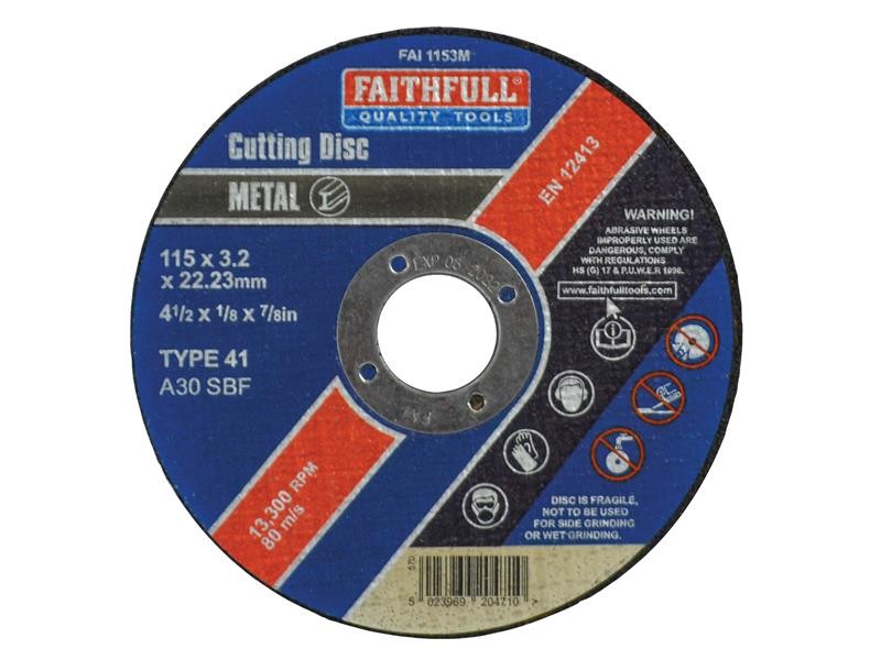 Photo of Faithfull FAI1153M Metal Cut Off Disc 115 x 3.2 x 22.23mm
