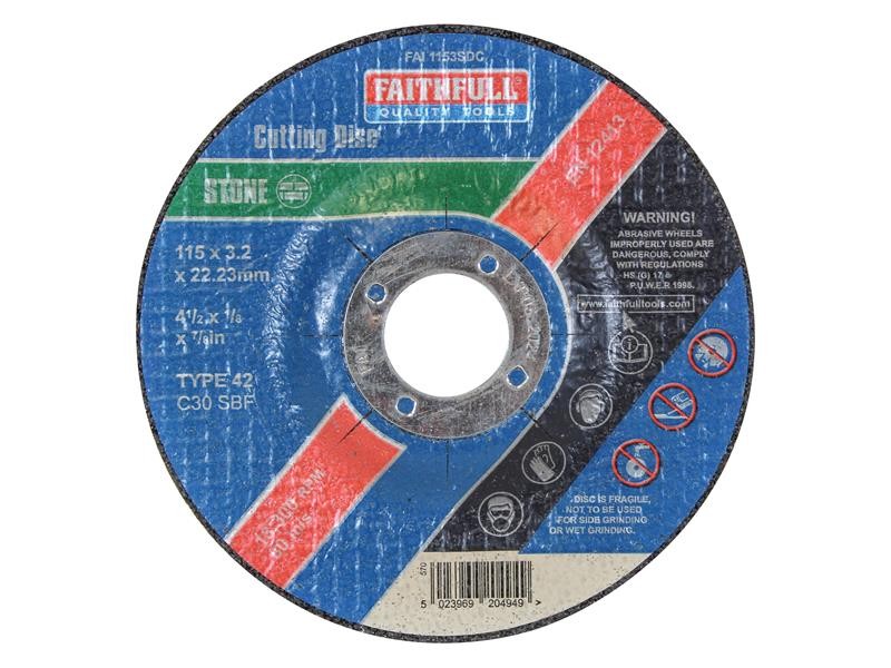 Faithfull FAI1153SDC Depressed Centre Stone Cutting Disc 115 x 3.2 x 22.23mm