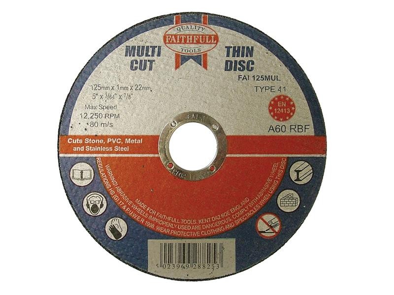 Faithfull FAI12510MUL Multi-Purpose Cutting Disc 125 x 1.0 x 22.23mm (Pack 10)