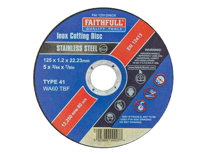 Faithfull FAI12512INOX Inox Cutting Disc 125 x 1.2 x 22.23mm