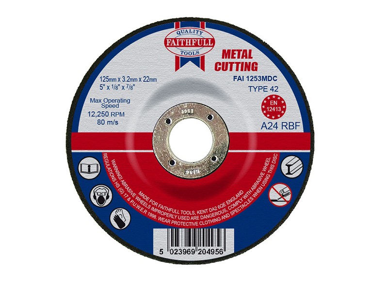 Photo of Faithfull FAI1253MDC Depressed Centre Metal Cutting Disc 125 x 3.2 x 22.23mm