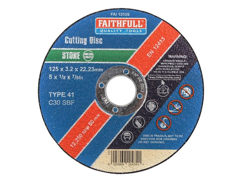 Faithfull FAI1253S Stone Cut Off Disc 125 x 3.2 x 22.23mm