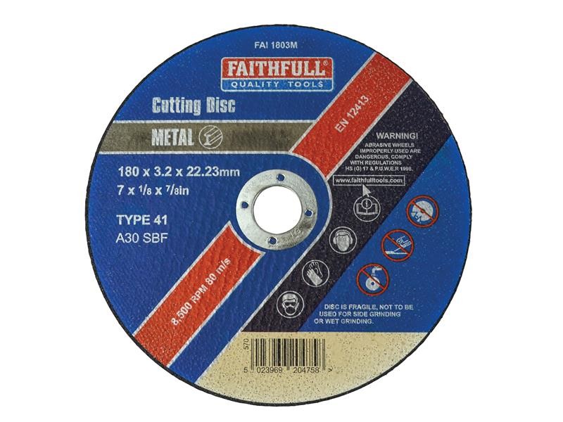 Photo of Faithfull FAI1803M Metal Cut Off Disc 180 x 3.2 x 22.23mm