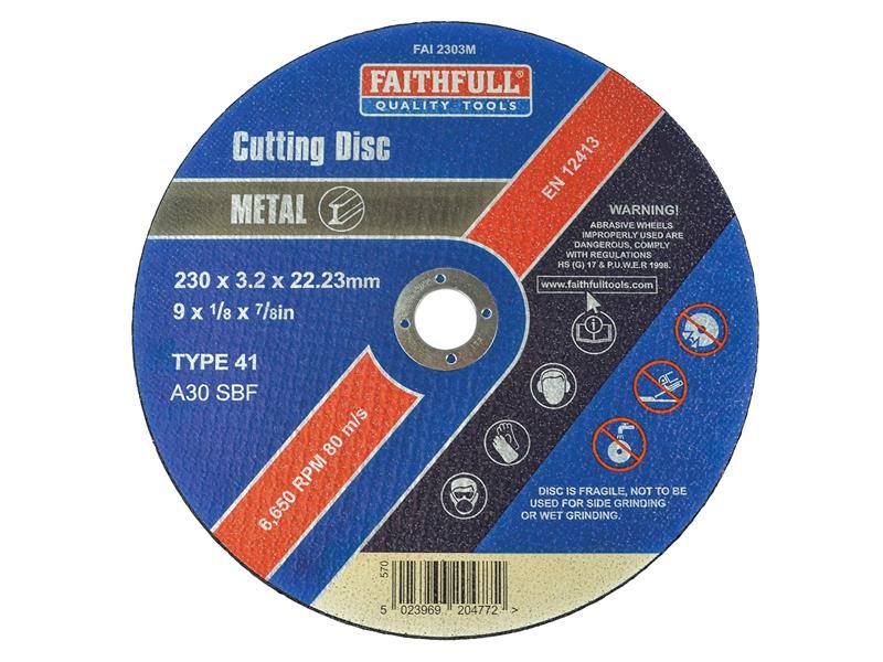 Photo of Faithfull FAI2303M Metal Cut Off Disc 230 x 3.2 x 22.23mm