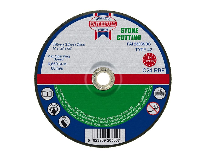 Faithfull FAI2303SDC Depressed Centre Stone Cutting Disc 230 x 3.2 x 22.23mm