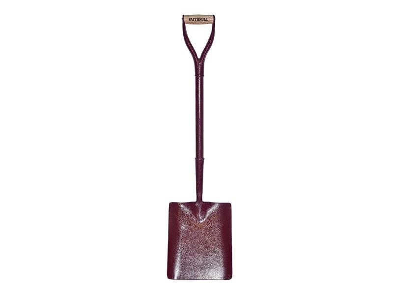 A Faithfull short-handled square-bladed spade with a steel blade and a wooden or fibreglass shaft, for general digging work.