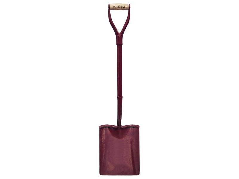 A Faithfull short-handled square-bladed spade with a steel blade and a wooden or fibreglass shaft, for general digging work.
