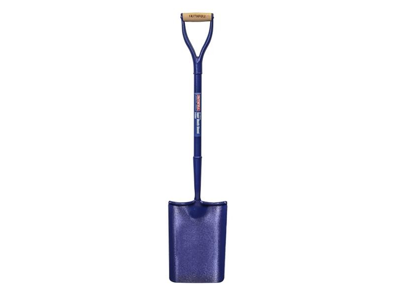 A Faithfull short-handled square-bladed spade with a steel blade and a wooden or fibreglass shaft, for general digging work.