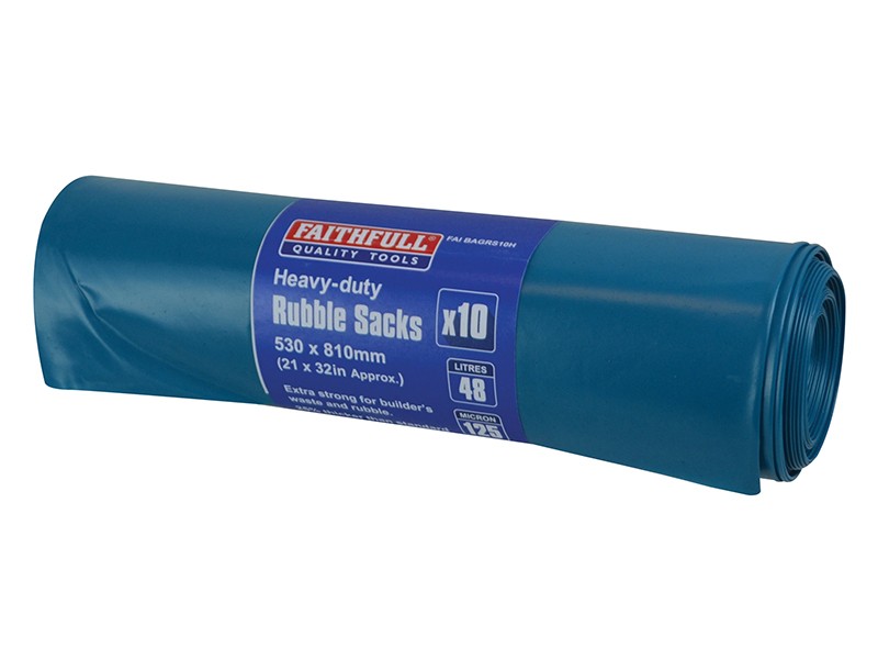 Faithfull FAIBAGRS10H Blue Heavy-Duty Rubble Sacks (Roll 10)