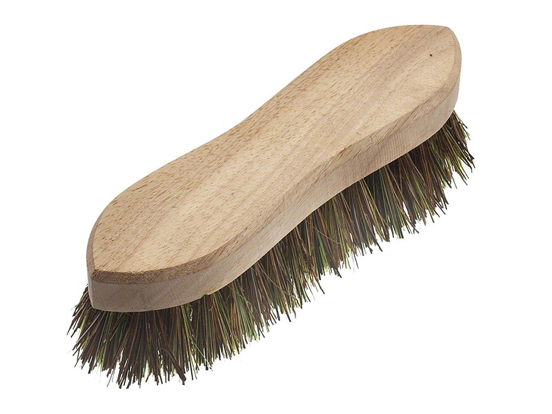 A brush with natural or synthetic bristles and an ergonomic handle, for applying coatings or cleaning surfaces.