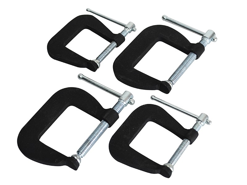 A Faithfull clamp with an adjustable jaw and a screw-tightening mechanism, for holding workpieces in position during cutting, drilling, or bonding.
