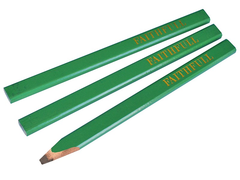 Faithfull FAICPG Carpenter's Pencils - Green / Hard (Pack 3)