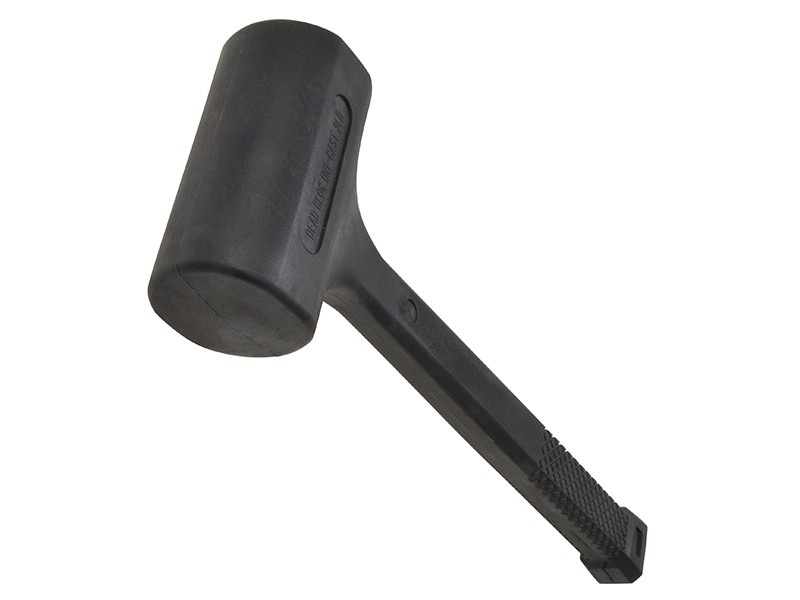 A dead-blow hammer with a shot-filled polymer head that minimises rebound, used for assembly work and striking without marking the surface.