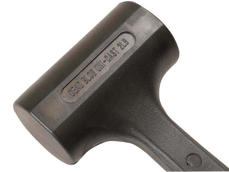 A dead-blow hammer with a shot-filled polymer head that minimises rebound, used for assembly work and striking without marking the surface.