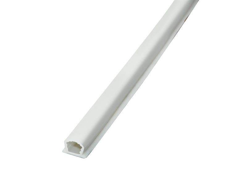 A  cartridge of Faithfull white silicone sealant with a flexible cured finish, for sealing joints around kitchens, bathrooms, and windows.