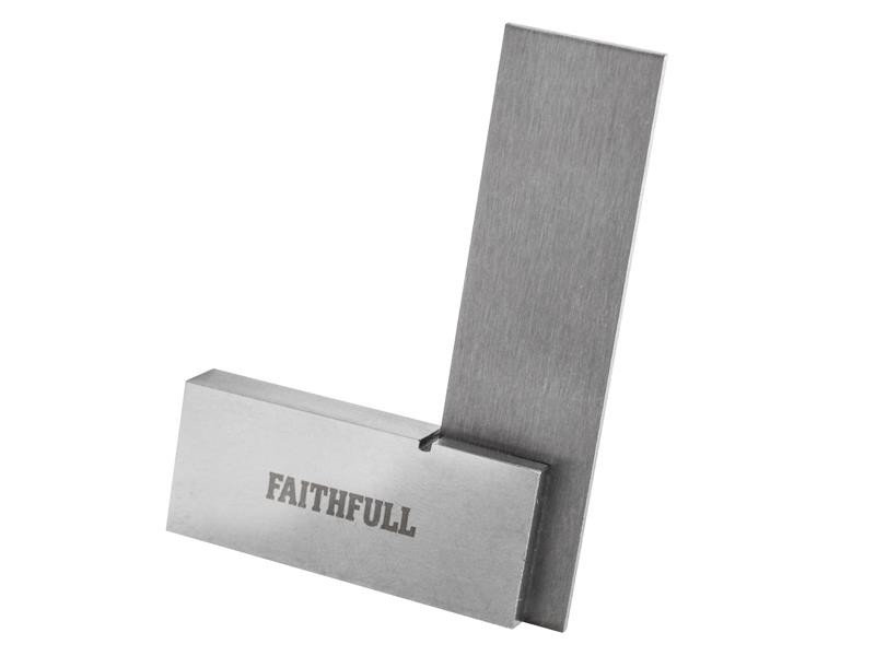 A precision steel try square with a hardened blade and a machined stock, used for checking and marking right angles in woodworking and metalwork.