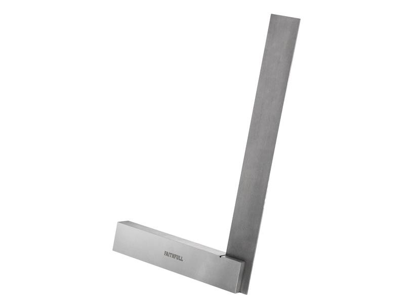 A precision steel try square with a hardened blade and a machined stock, used for checking and marking right angles in woodworking and metalwork.