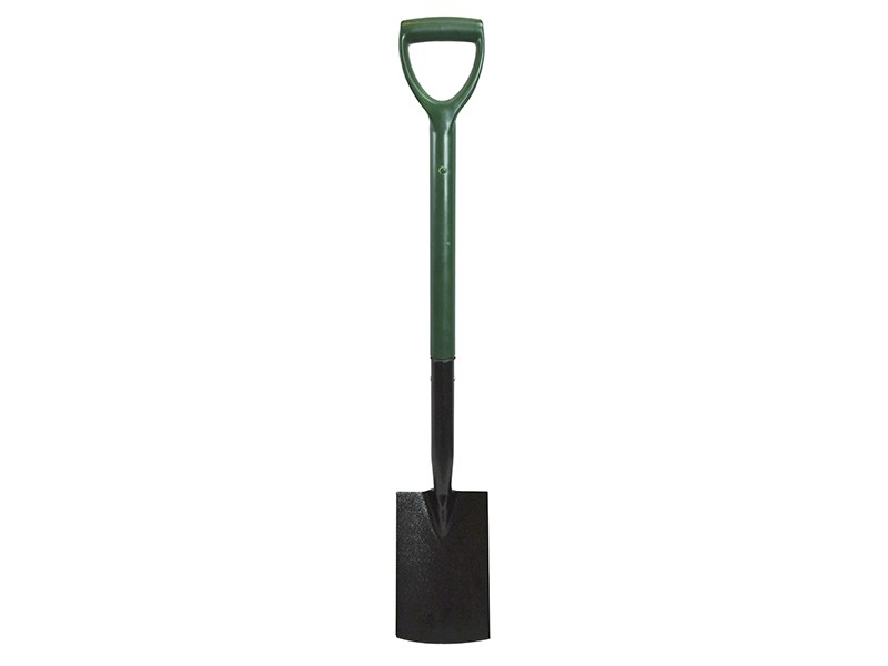 A Faithfull short-handled square-bladed spade with a steel blade and a wooden or fibreglass shaft, for general digging work.
