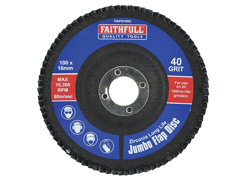 Faithfull FAIFD100C Abrasive Jumbo Flap Disc 100mm Coarse