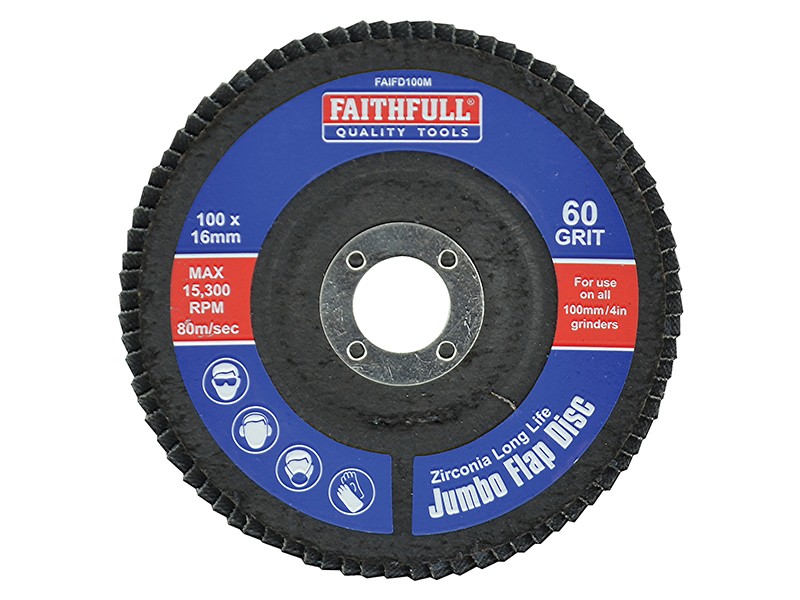Faithfull FAIFD100M Abrasive Jumbo Flap Disc 100mm Medium