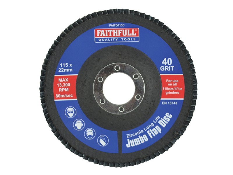 Faithfull FAIFD115C Abrasive Jumbo Flap Disc 115mm Coarse