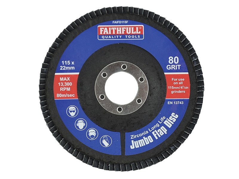 Faithfull FAIFD115F Abrasive Jumbo Flap Disc 115mm Fine
