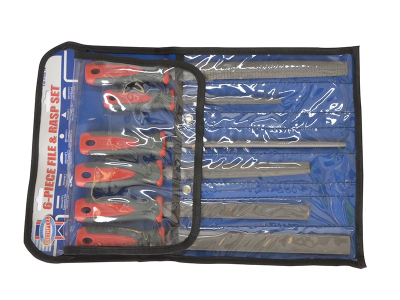 A Faithfull needle file with a hardened steel abrasive surface and a turned wooden or synthetic handle, for shaping and deburring metal.