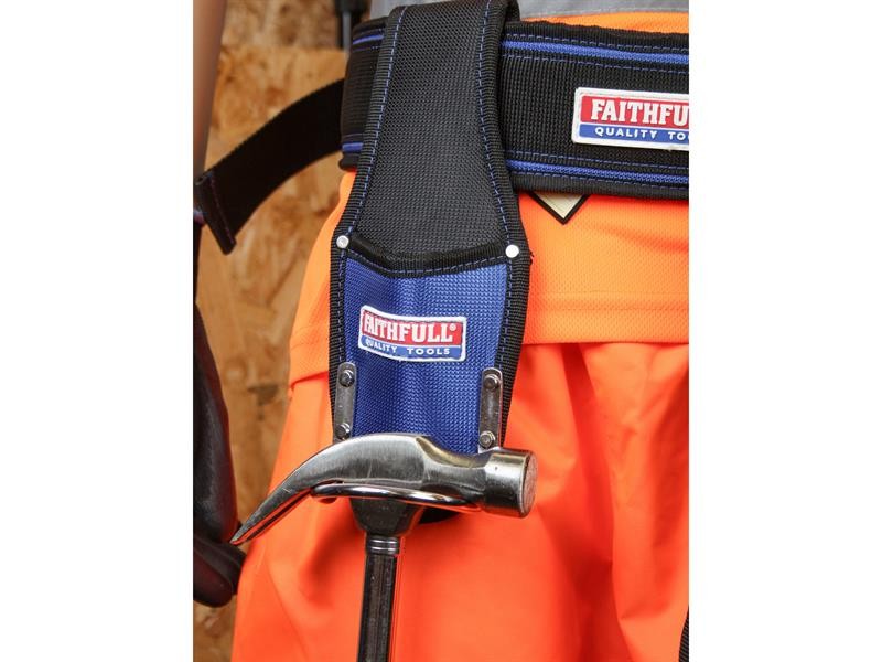 A hammer with a steel head and a steel-handled handle, for general fastening and construction use.