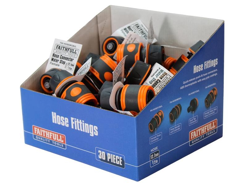 Faithfull FAIHOSEWCBUL Plastic Water Stop Hose Connector 1/2in (Box 30)