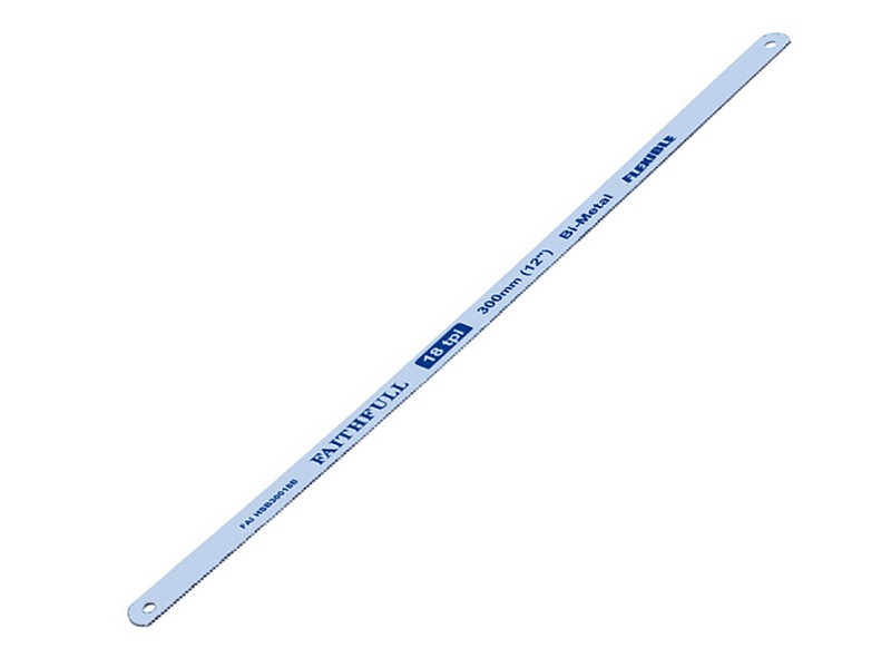 A hacksaw with a metal frame, adjustable blade tension, and a pistol-grip handle, for cutting metal bar, pipe, and conduit.