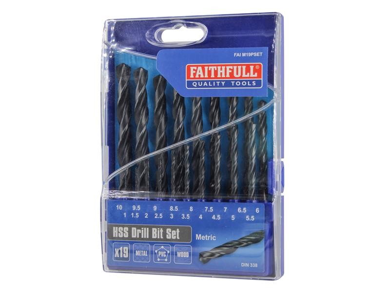Faithfull FAIM19PSET HSS Jobber Drill Bit Set, 19 Piece (1-10mm)