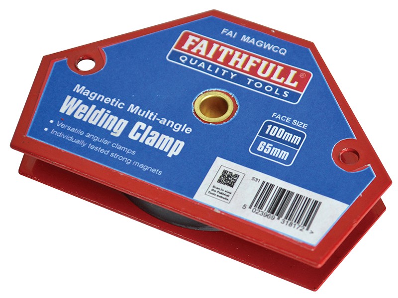 A Faithfull clamp with an adjustable jaw and a screw-tightening mechanism, for holding workpieces in position during cutting, drilling, or bonding.