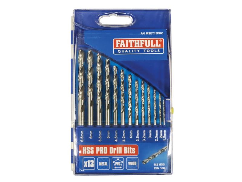 A set of 13 Faithfull screwdrivers with colour-coded handles covering a range of flathead and Phillips sizes.,