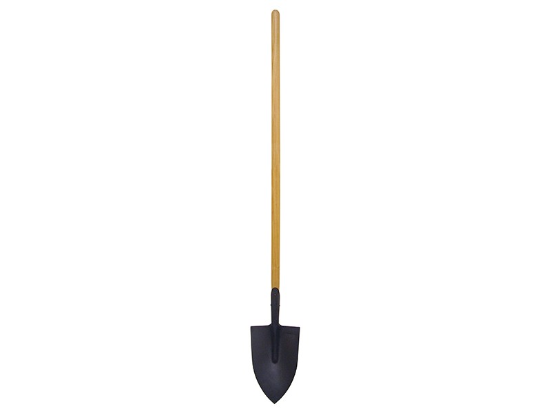 A Faithfull short-handled square-bladed spade with a steel blade and a wooden or fibreglass shaft, for general digging work.