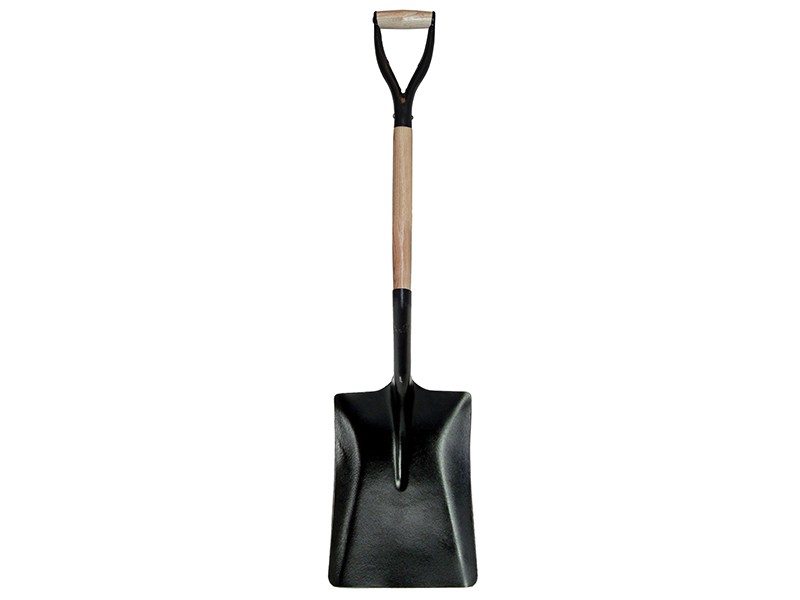 A Faithfull short-handled square-bladed spade with a steel blade and a wooden or fibreglass shaft, for general digging work.