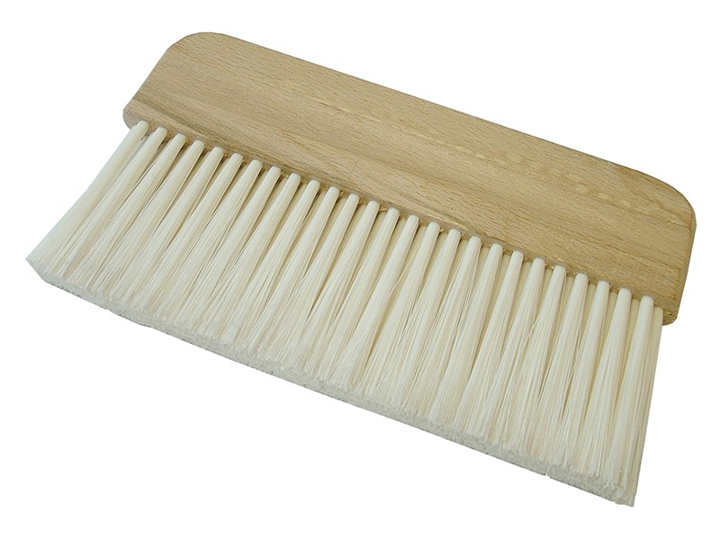 A brush with natural or synthetic bristles and an ergonomic handle, for applying coatings or cleaning surfaces.