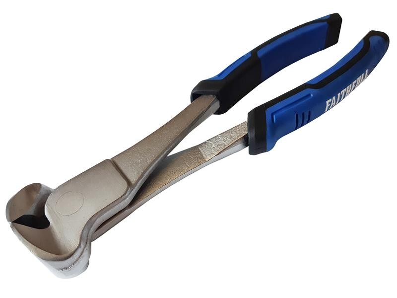 A pair of Faithfull pliers with hardened steel jaws and insulated handles, for gripping and bending work.