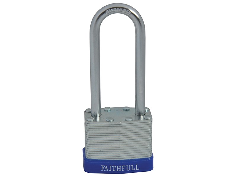 Faithfull FAIPLLAM40LS Laminated Steel Padlock 40mm Long Shackle 3 Keys