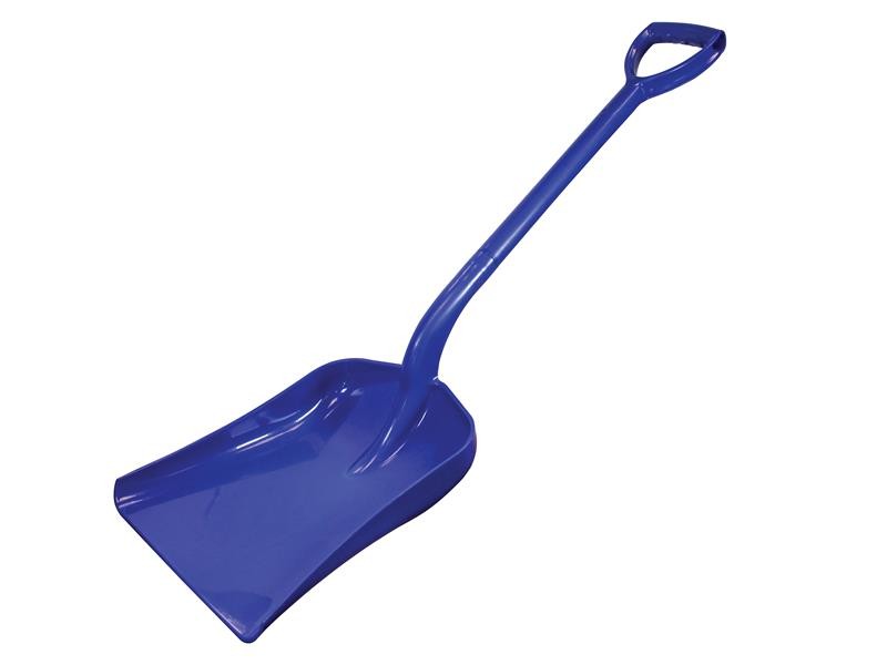 A Faithfull blue short-handled square-bladed spade with a steel blade and a wooden or fibreglass shaft, for general digging work.