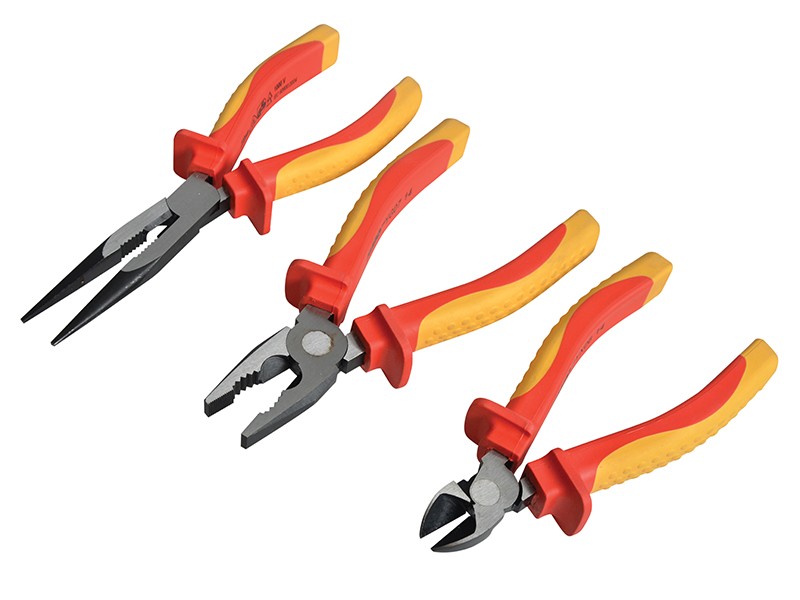 Faithfull FAIPLVDESET VDE Pliers Set with Pouch, 3 Piece