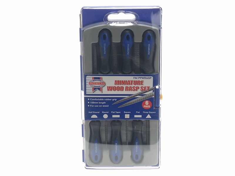 A Faithfull needle file with a hardened steel abrasive surface and a turned wooden or synthetic handle, for shaping and deburring metal.