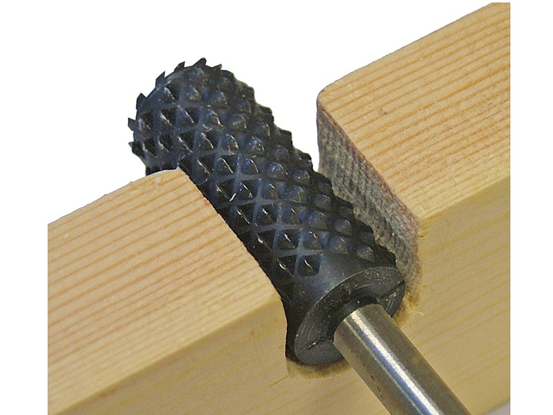 A Faithfull needle file with a hardened steel abrasive surface and a turned wooden or synthetic handle, for shaping and deburring metal.
