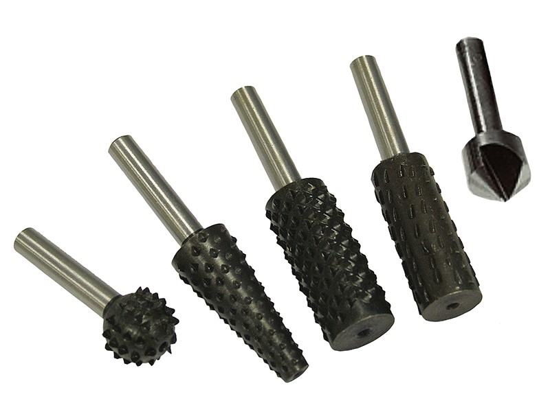 A Faithfull needle file with a hardened steel abrasive surface and a turned wooden or synthetic handle, for shaping and deburring metal.