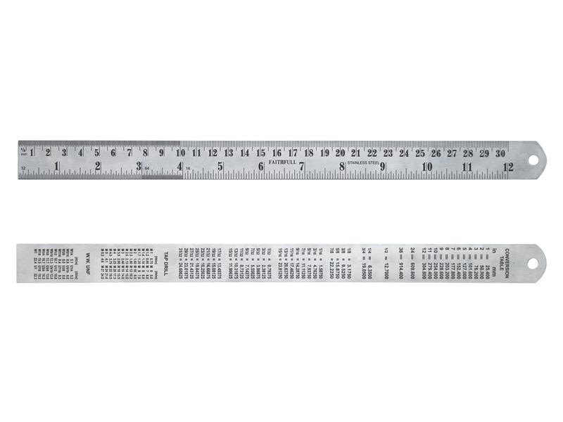 Faithfull FAIRULE300SS Steel Rule 300mm / 12in x 25mm