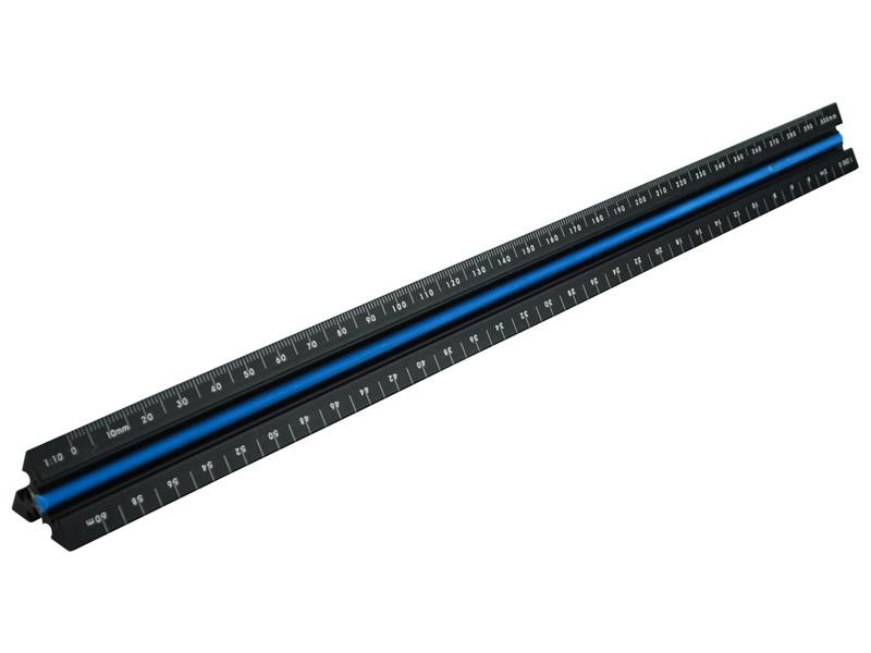 Faithfull FAIRULETACNC Prestige Tri-Scale Architect Rule Black Aluminium 300mm