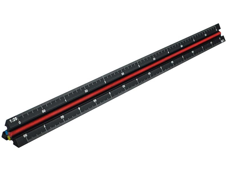 Faithfull FAIRULETECNC Prestige Tri-Scale Engineer Rule Black Aluminium 300mm